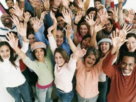 people hands raised