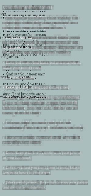 Night shift sidebar