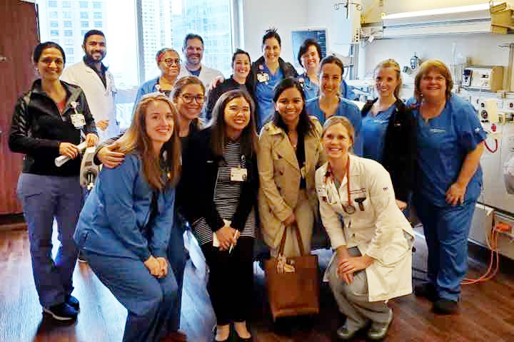 April Braker (center) and her care team at Northwestern Medicine