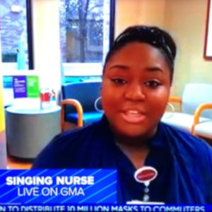 RN Lori Marie Kay belted out "Amazing Grace" during a shift change.