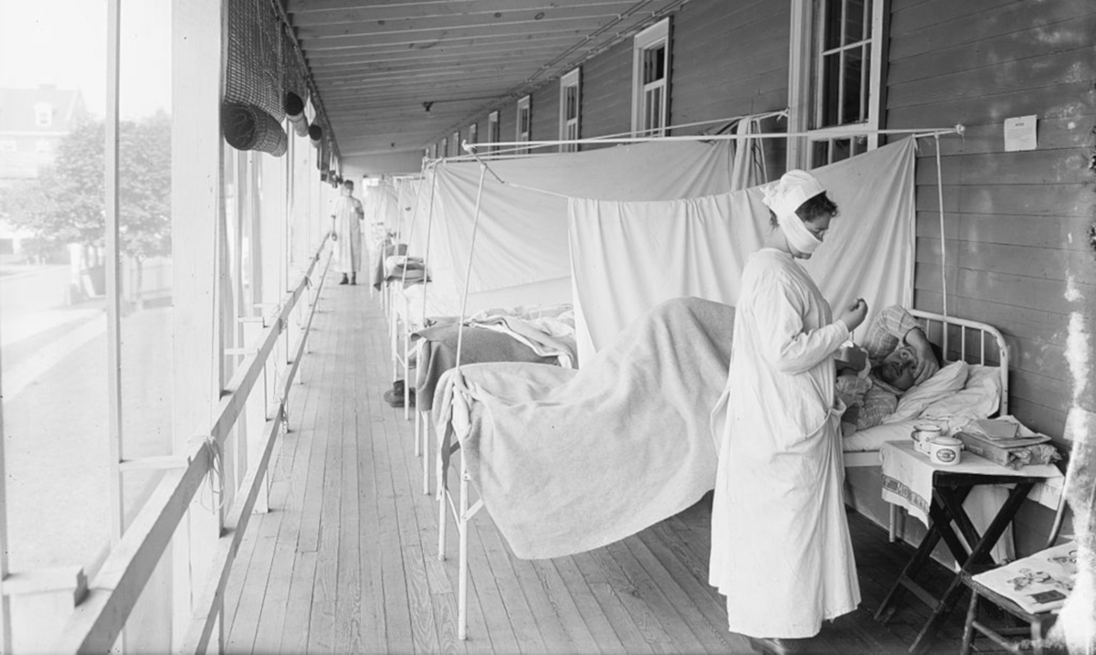 Spanish Flu ward at Walter Reed Clinic 1919