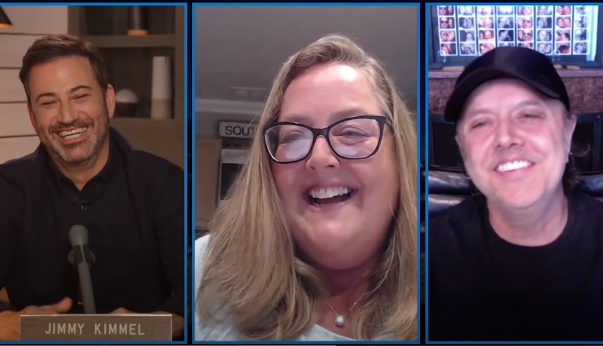 Pediatric nurse Tracy Bednar meets Lars Ulrich on Kimmel