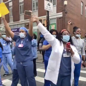 Nurses at protests following the death of George Floyd.