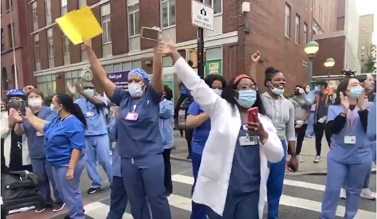 Nurses at protests following the death of George Floyd.