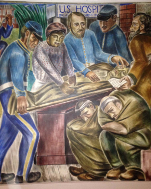 Historic Black nurse Biddy Mason is among the figures depicted in the WPA mural series "History of Medicine in California."