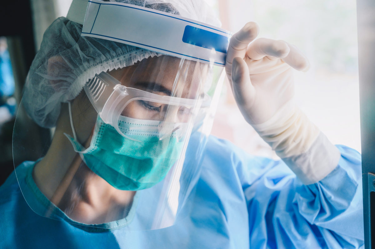 Nurse in PPE on Covid frontlines.