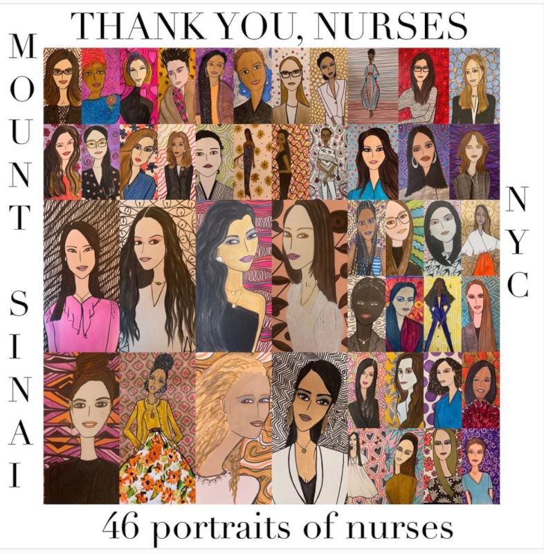 Mount Sinai exhibit of Moses' nurse portraits.