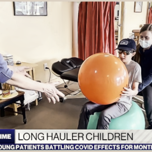 Pediatric nurses work with a Covid child long hauler.