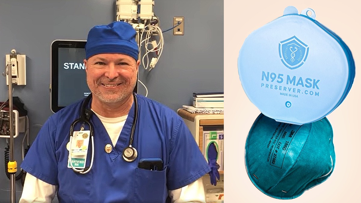 Nurse of the Week Timothy Aurelio and his N96 Mask Preserver.