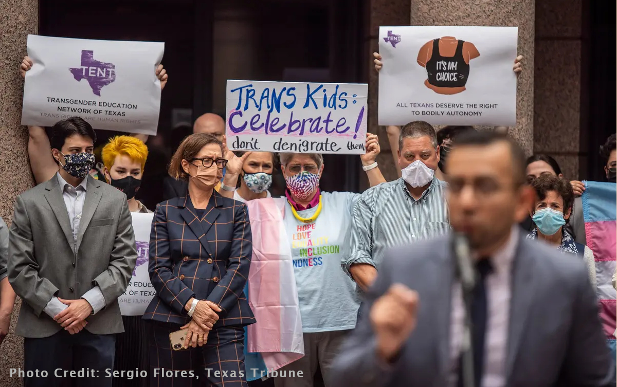 Trans kids rally in Texas, April 2021.