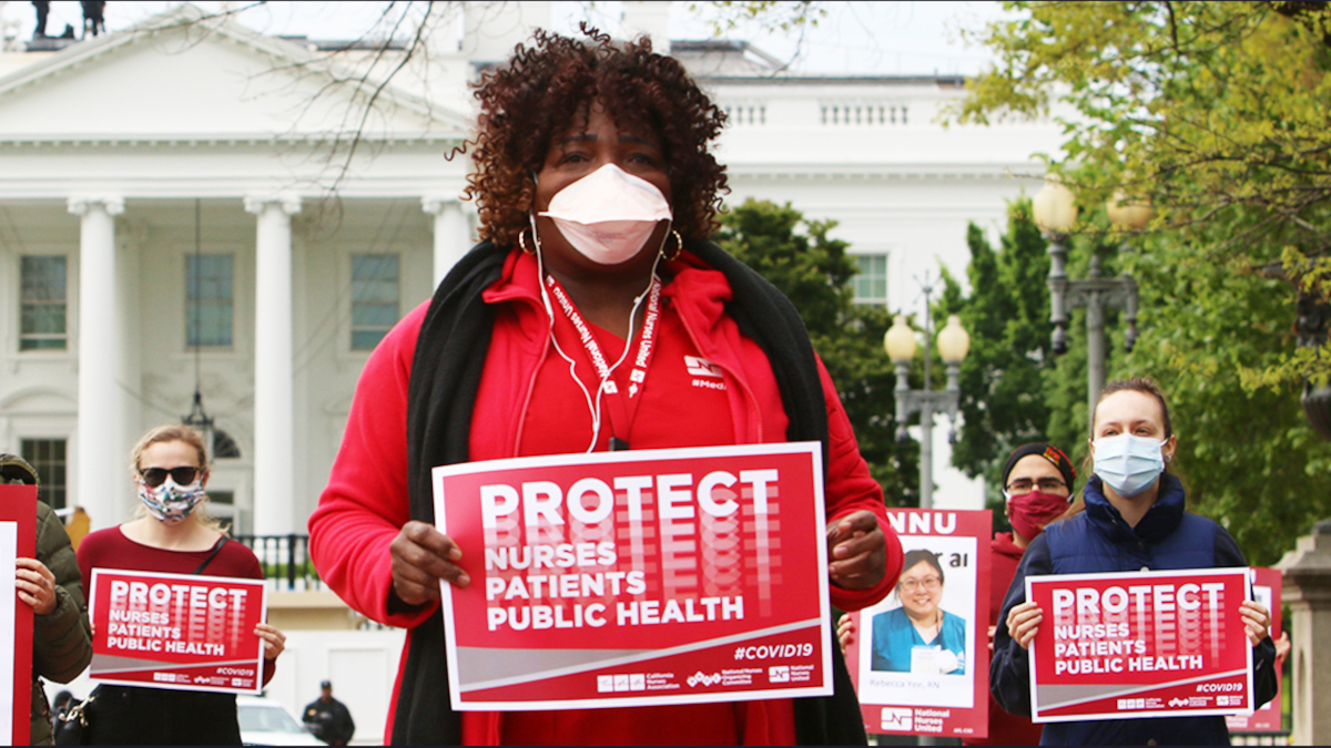 National Nurses United NNU outside White House.