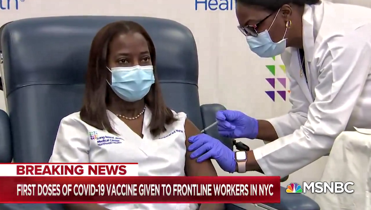 Sandra Lindsay, New York nurse and first American recipient of Covid-19 vaccine.