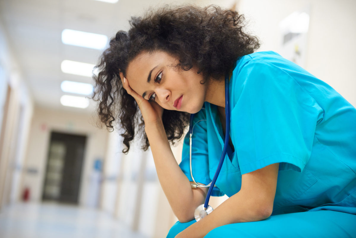 Tired, stressed nurse.