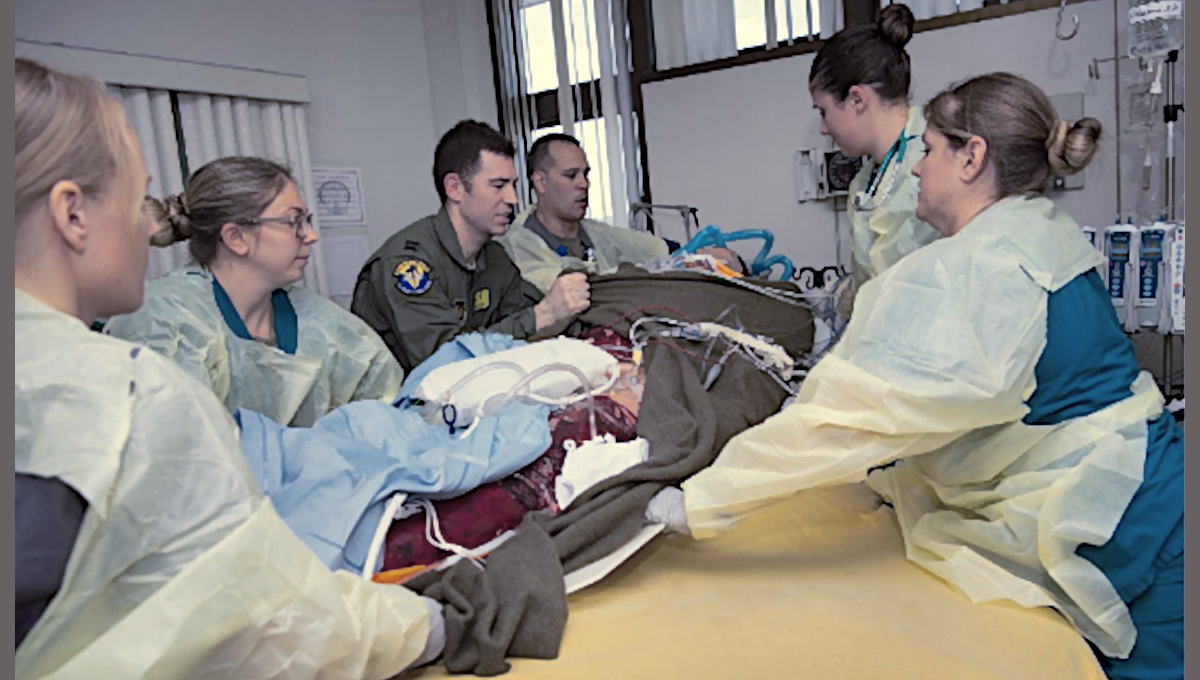 Burn nurses treat a patient on a military base.