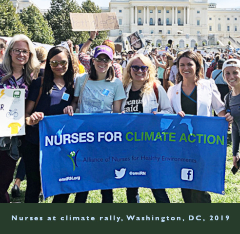 Nurses attend climate change rally in 2019.