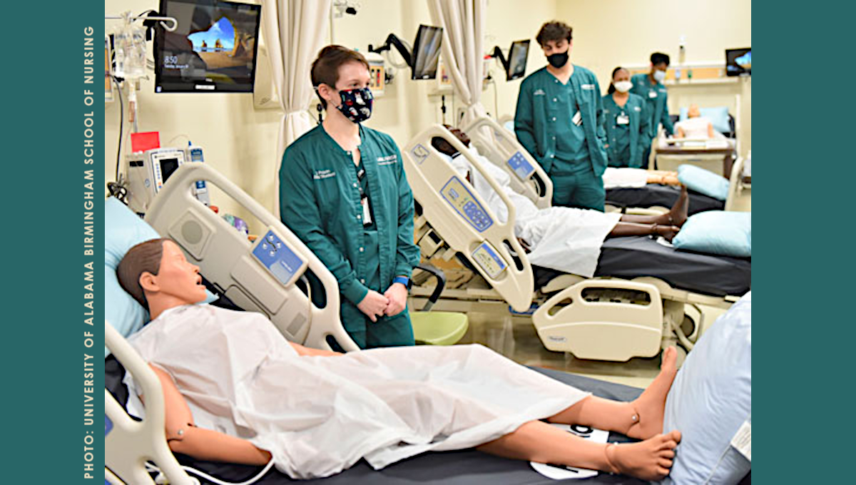 UAB nursing students work with a simulation.