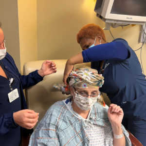 Waechter and fellow nurse give patient a glow-up.