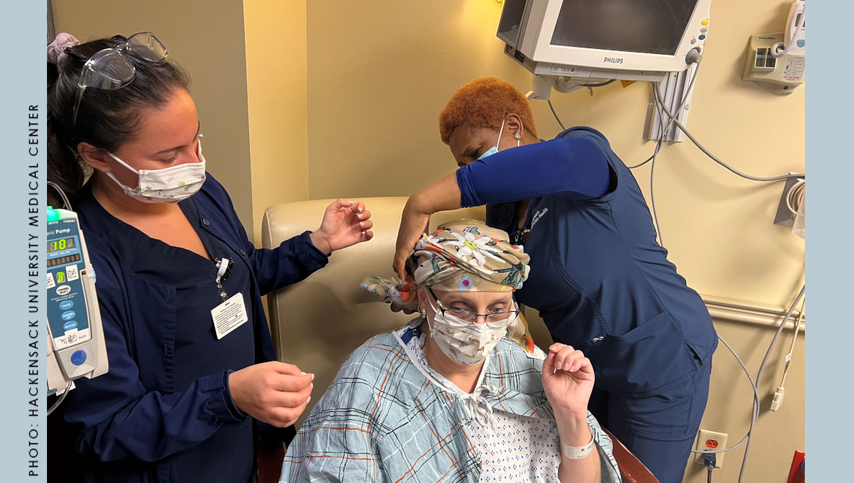 Waechter and fellow nurse give patient a glow-up.