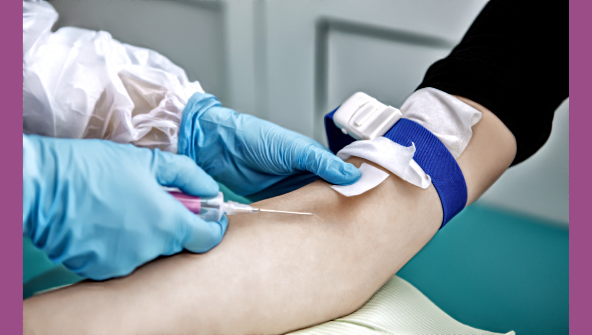 Typical nursing duties: a nurse draws blood from a patient.