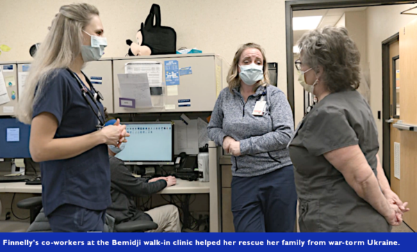 Finnelly's clinic woworkers helped her extract family from the Ukraine.