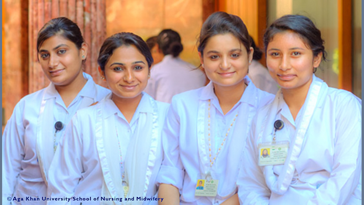 Pakistani nursing students at Aga Khan University School of Nursing and Midwifery.