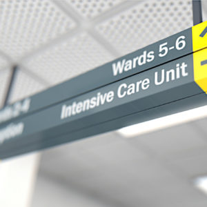 Intensive Care Unit (ICU) sign.
