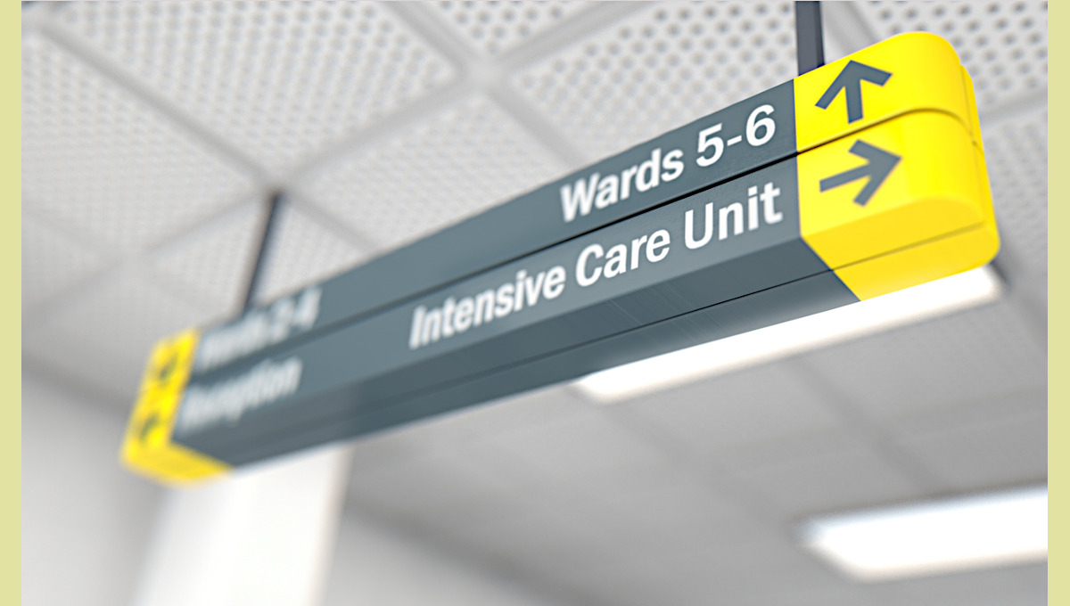 Intensive Care Unit (ICU) sign.
