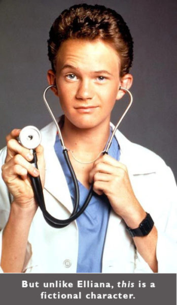 Neil P Harris with stethoscope as Doogie Howser, MD (ABC TV series).