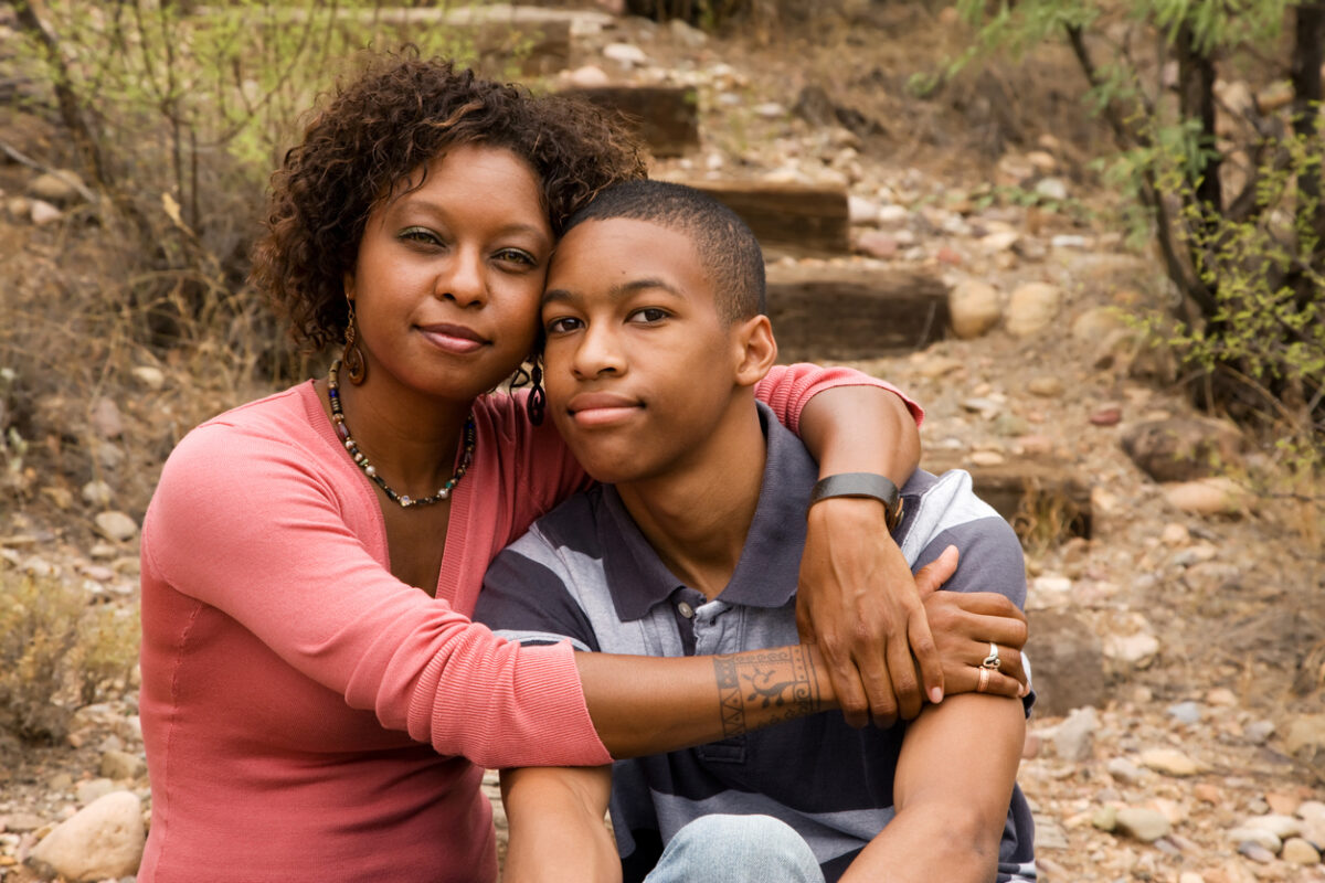 Black mother and son