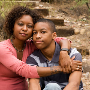 Black mother and son