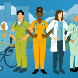 Future of Nursing report graphic depicting diverse healthcare workers for scope of practice issues