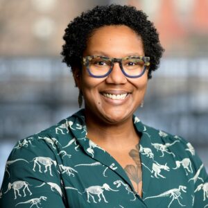 headshot of Heather Hightower in a green top with white pattern for pediatric hematology/oncology nursing