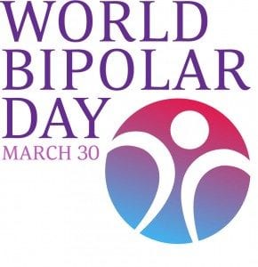graphic logo with blue and purple colors fading and circular accents for World Bipolar Day