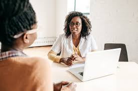 health care recruiter talking with a client