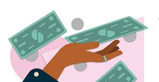 illustration of a hand catching dollar bills and coins to represent a budget