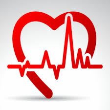 a bold read heart outline with a heartbeat tracking symbol going across