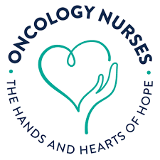 oncology nurses logo with a drawn hand holding a heart image