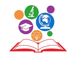graphic of a book open with images above of a graduation cap